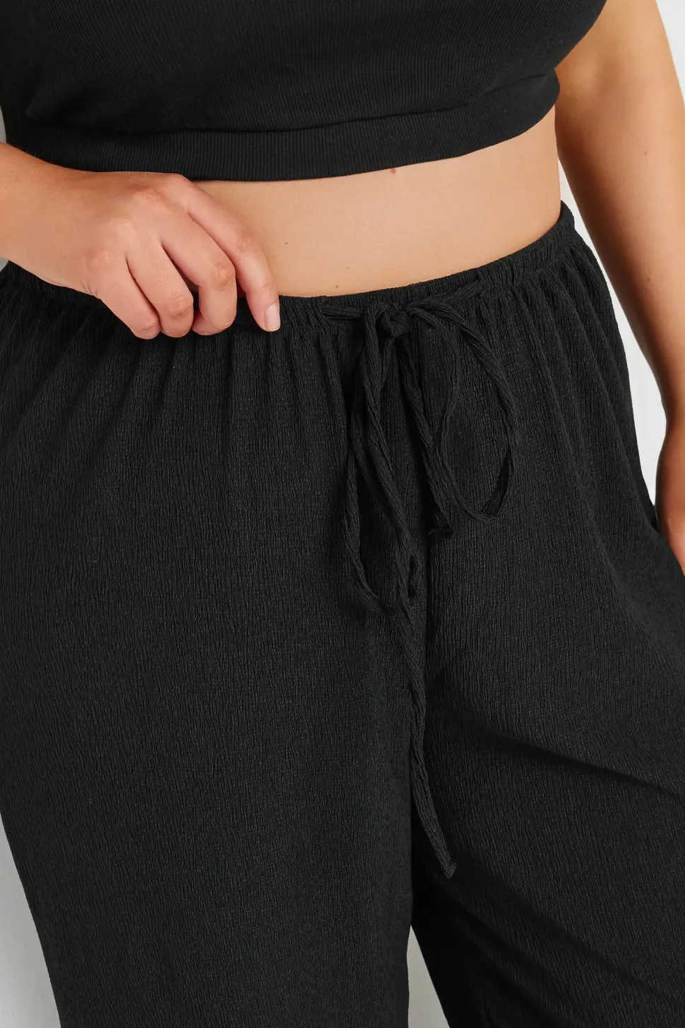 Textured Wide Leg Trousers