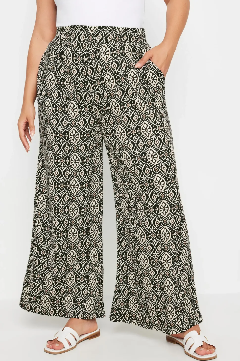 Textured Wide Leg Trousers