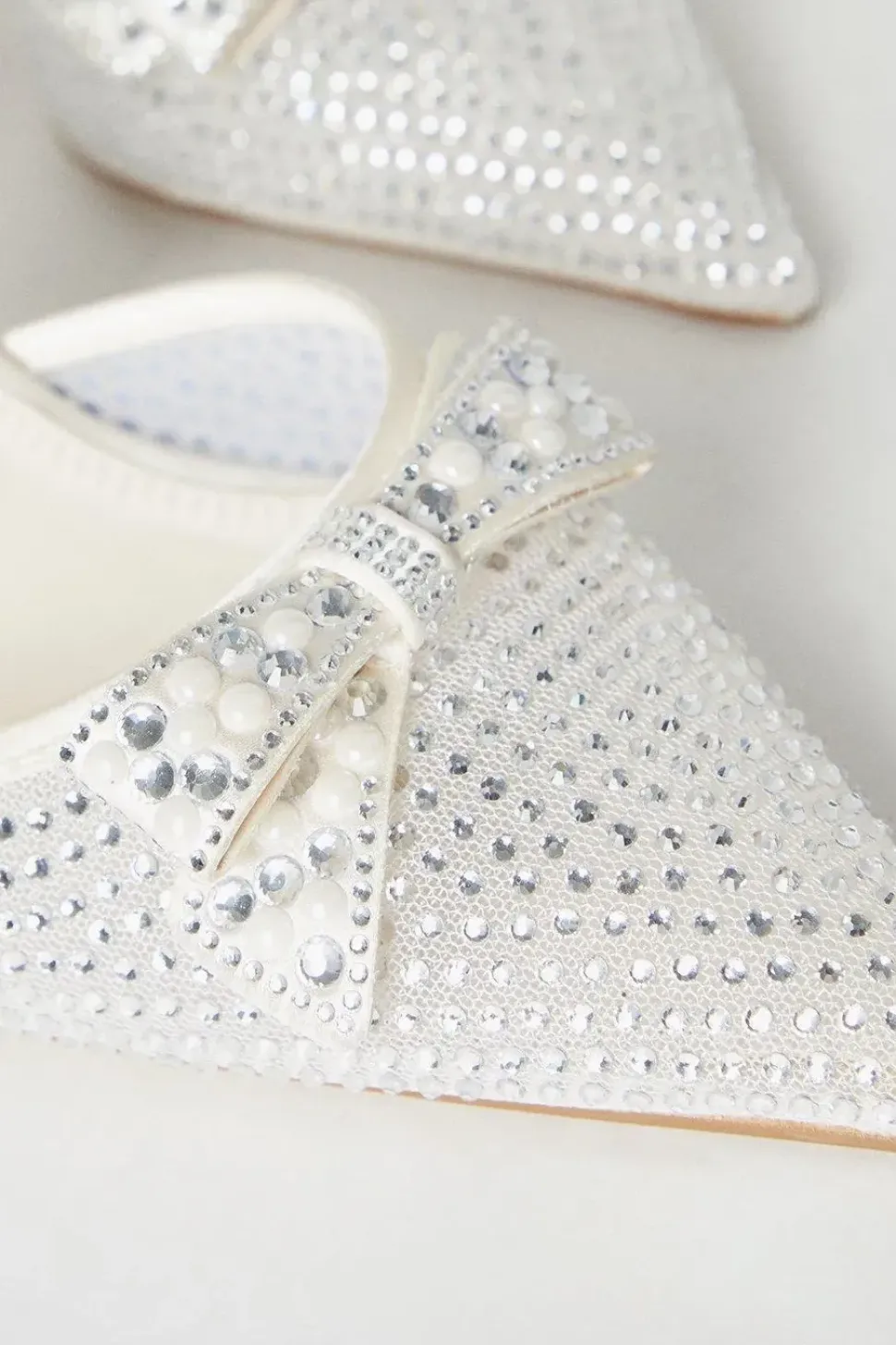 Tiarna Embellished Bridal Mesh Bow High Stiletto Heel Pointed Courts
