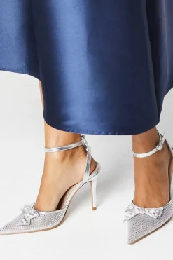 Tiarna Embellished Mesh Bow High Stiletto Heel Pointed Courts