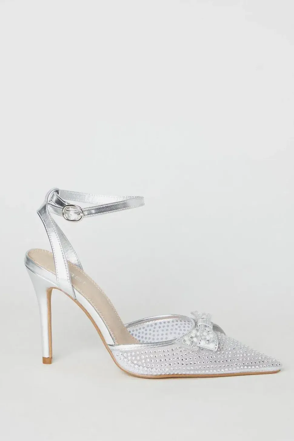 Tiarna Embellished Mesh Bow High Stiletto Heel Pointed Courts