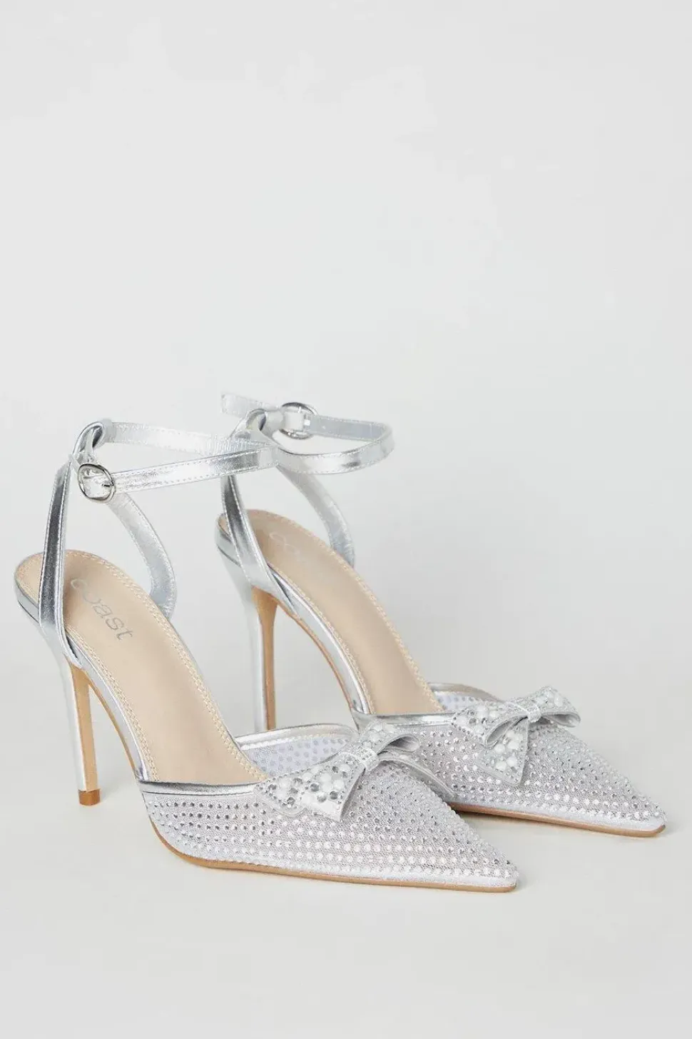 Tiarna Embellished Mesh Bow High Stiletto Heel Pointed Courts