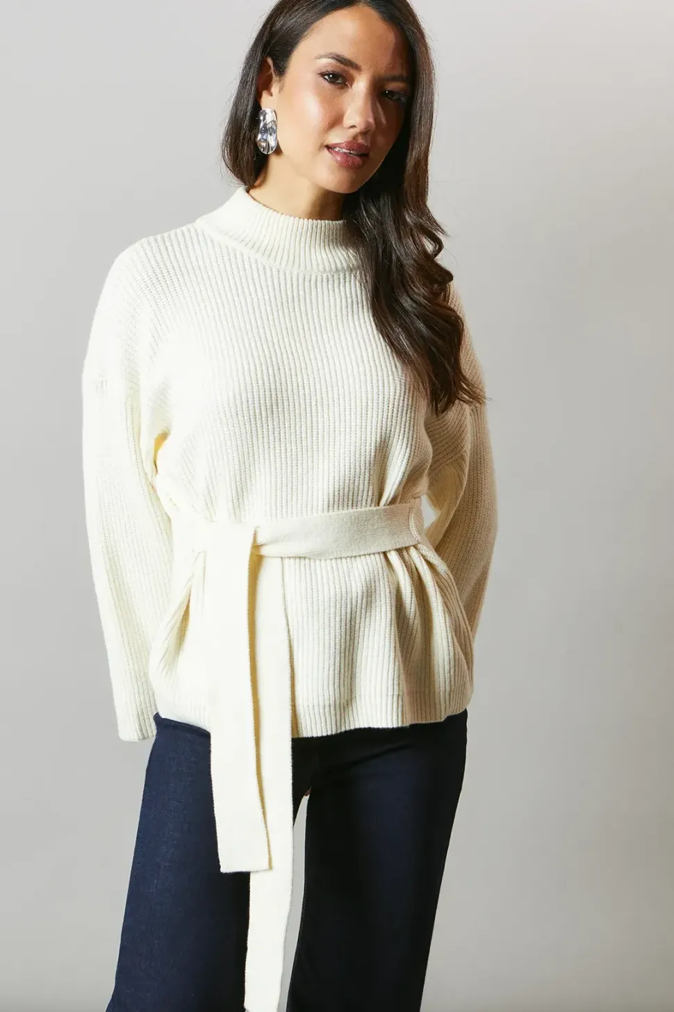 Tie Back High Neck Jumper