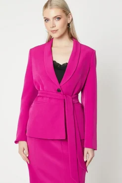 Tie Belted Single Breasted Blazer