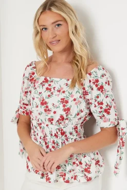 Tie Cuff Puff Sleeve Blouse