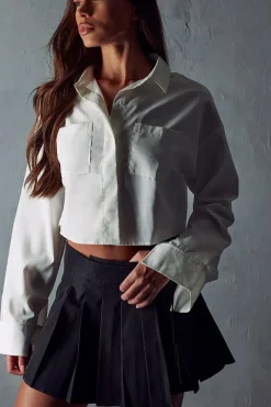 Tie Detail Pleated Woven Mini Skirt