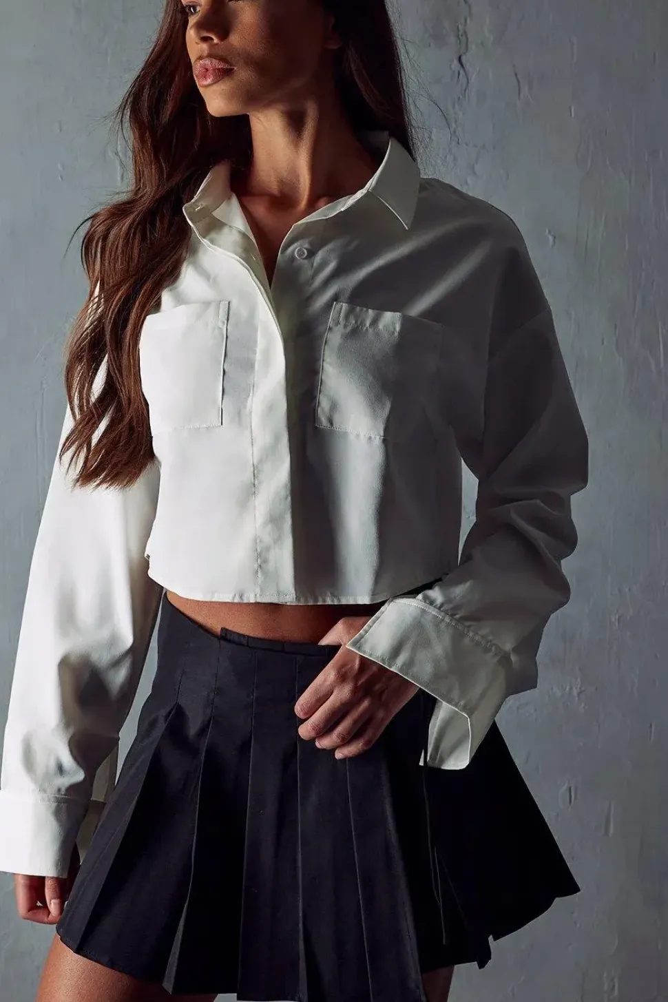 Tie Detail Pleated Woven Mini Skirt