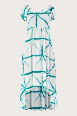 Tie Dye Cross Print High Low Dress