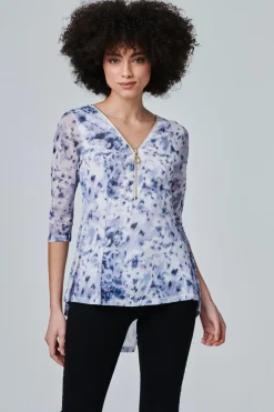 Tie Dye Zip Front Pephem Top
