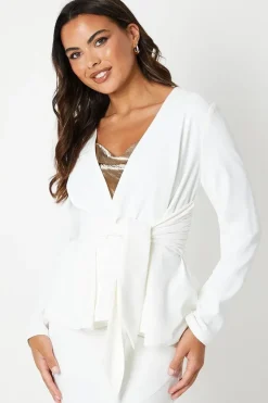 Tie Front Lightweight Crepe Jacket