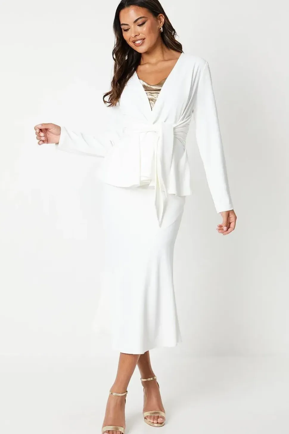 Tie Front Lightweight Crepe Jacket