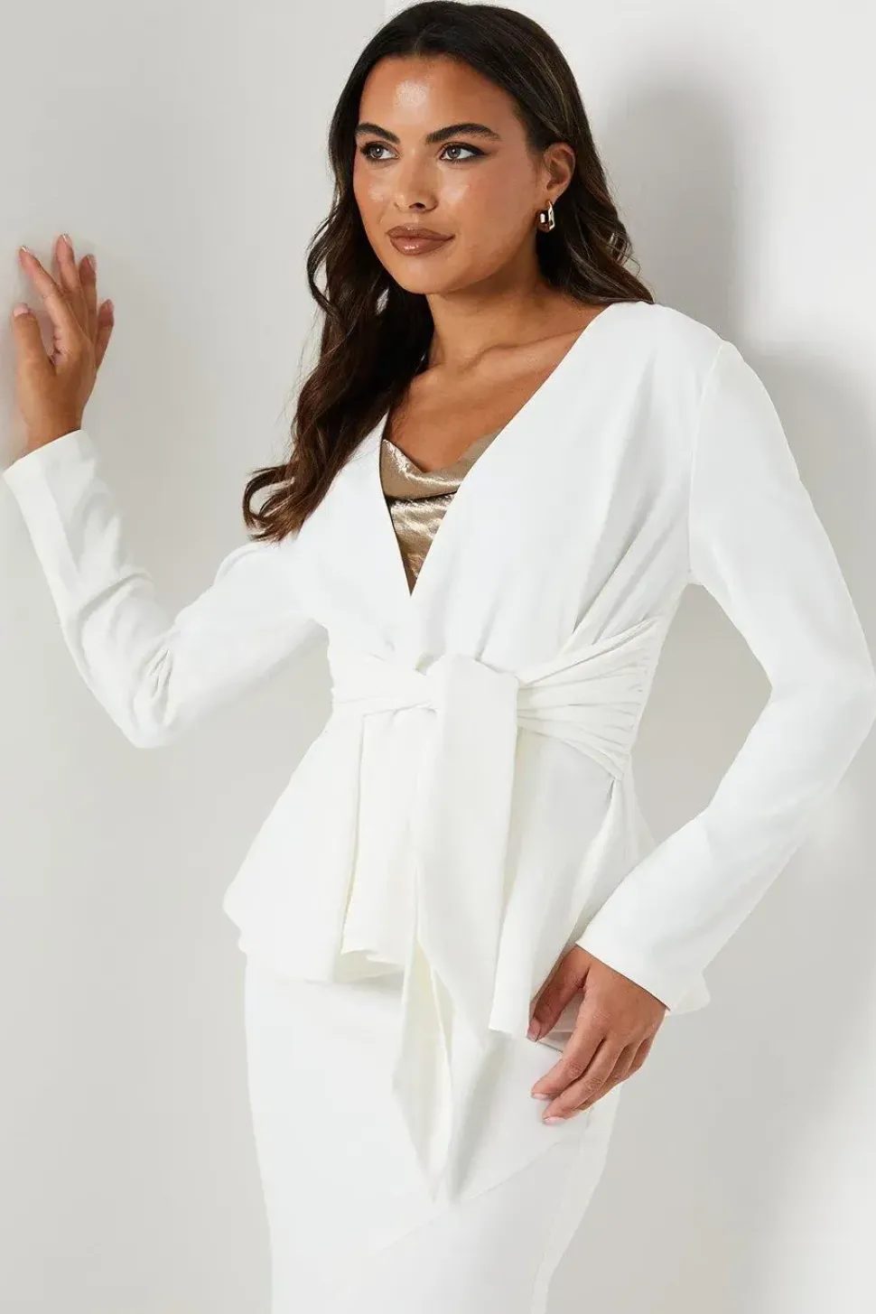 Tie Front Lightweight Crepe Jacket