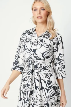 Tie Front Midi Shirt Dress