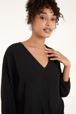 Tie Front Oversized Batwing Top