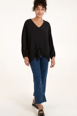 Tie Front Oversized Batwing Top