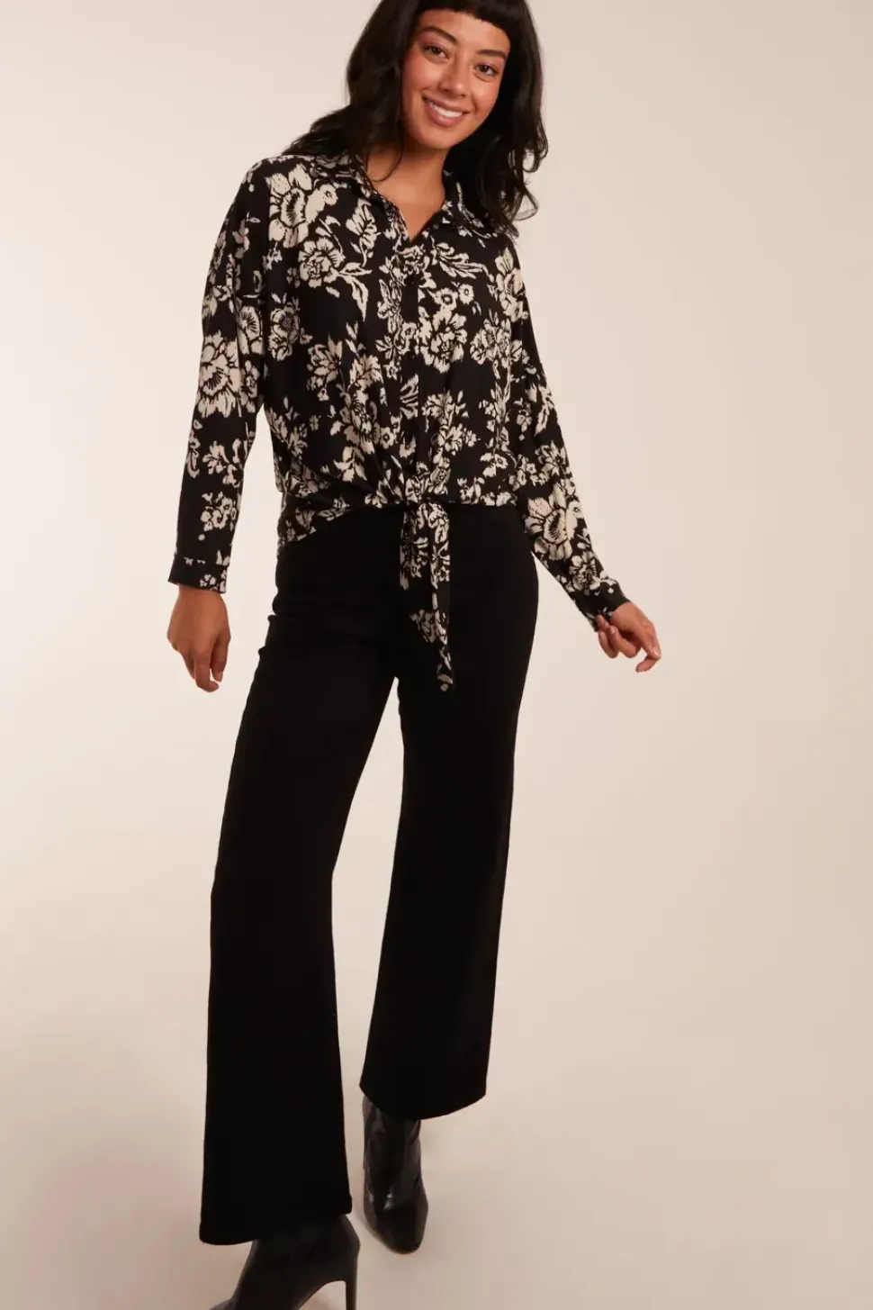 Tie Front Oversized Shirt