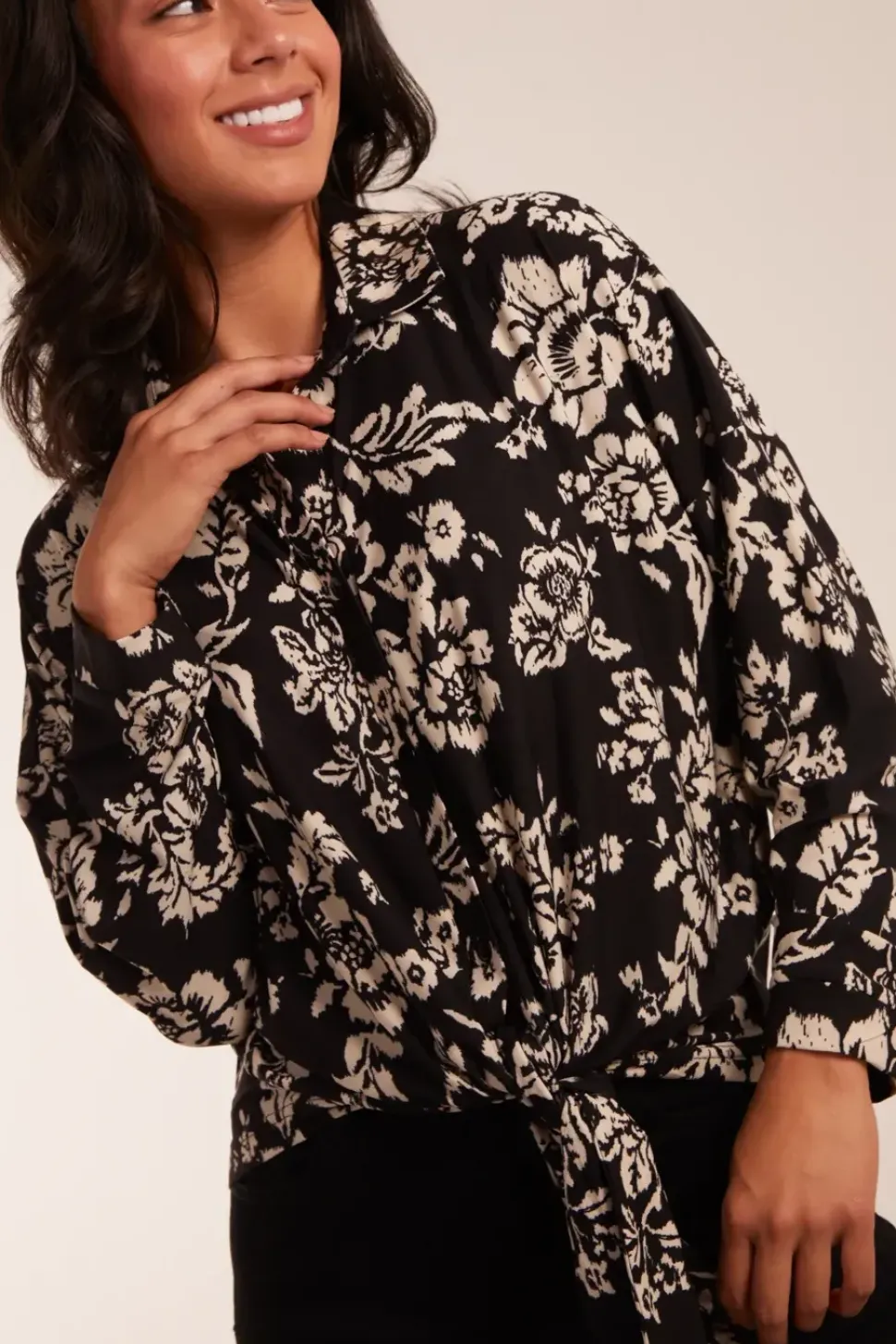 Tie Front Oversized Shirt