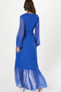 Tie Front Ruffle Skirt Maxi Dress