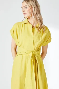 Tie Front Shirt Midi Dress