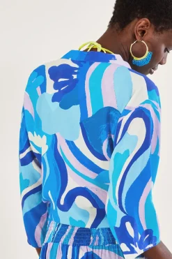 Tie Front Swirl Print Crop Top