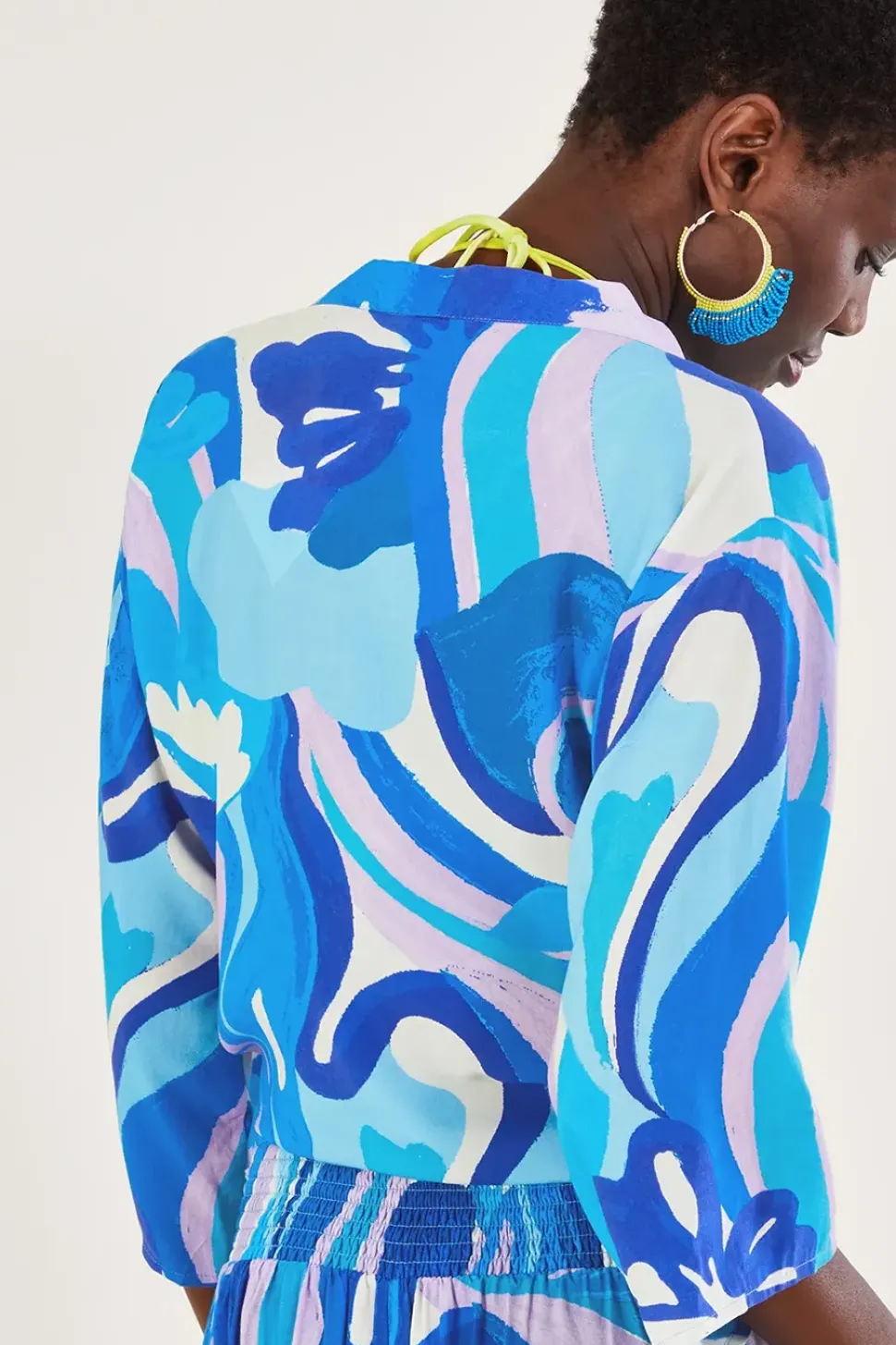 Tie Front Swirl Print Crop Top