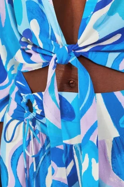 Tie Front Swirl Print Crop Top