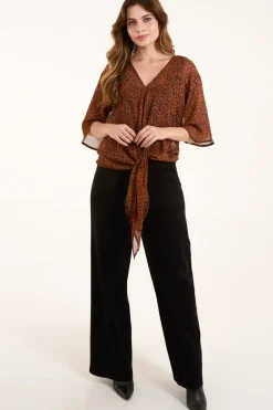 Tie Front V Neck Top