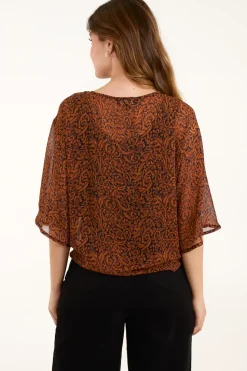 Tie Front V Neck Top