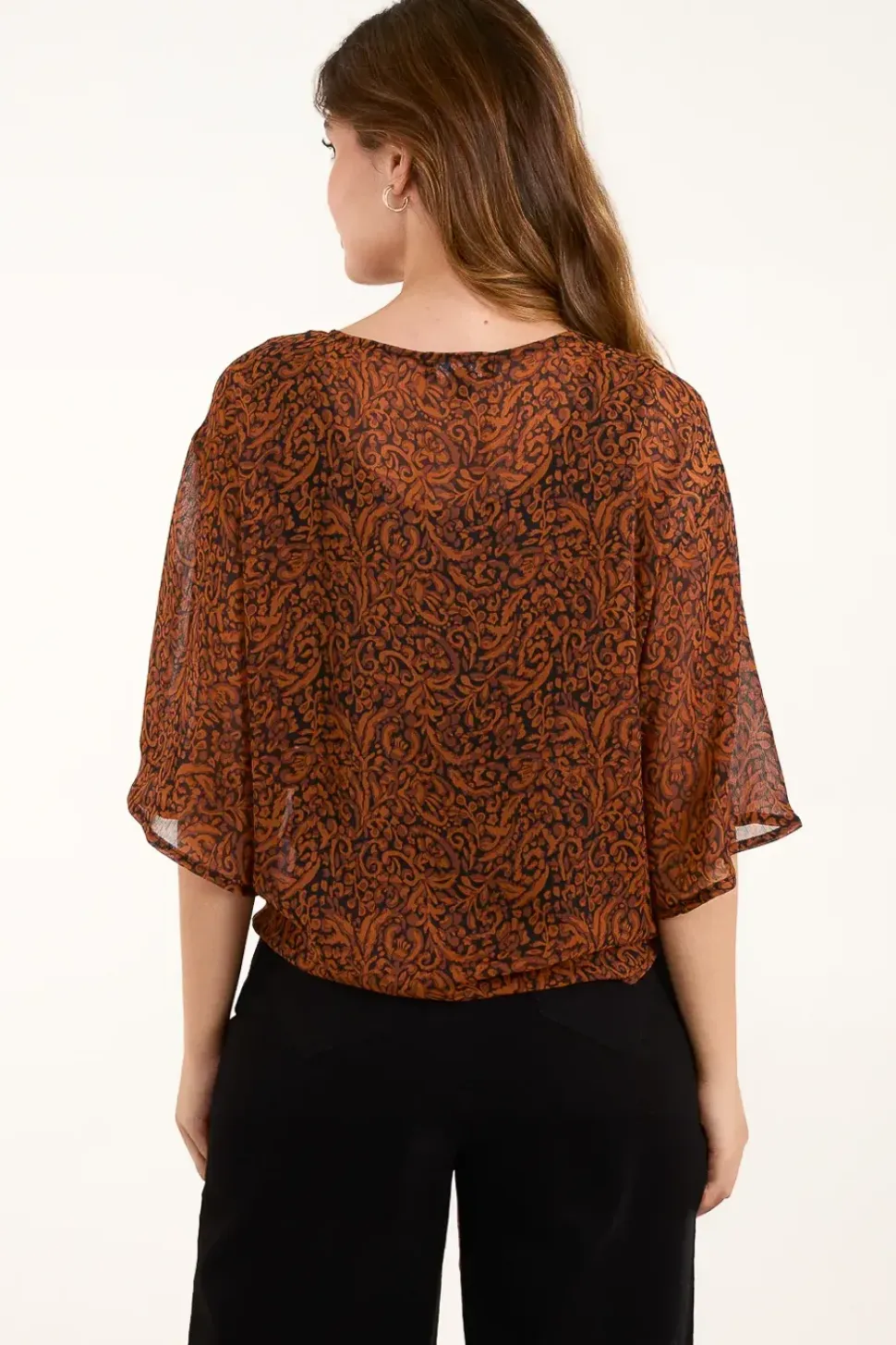 Tie Front V Neck Top