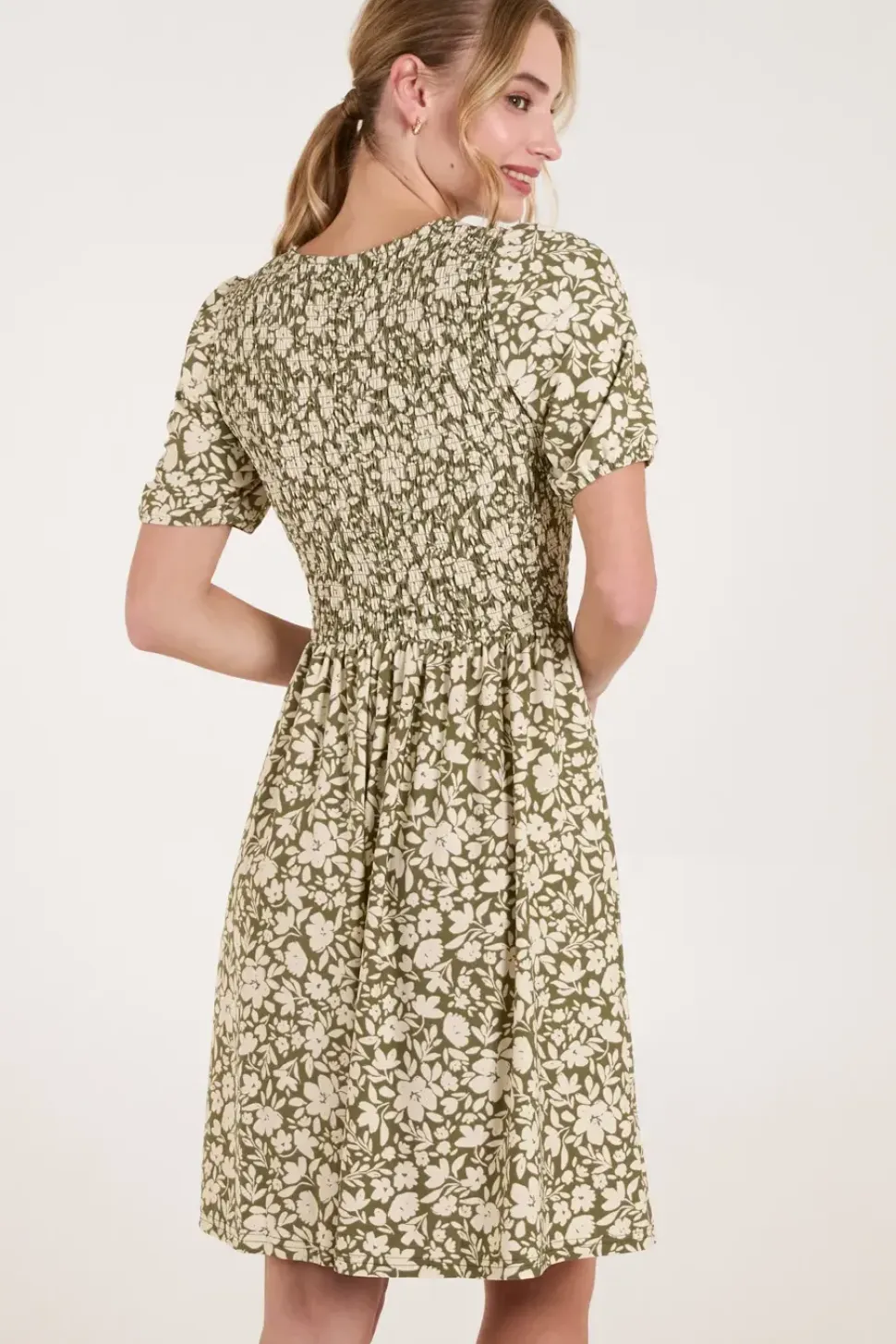 Tie Keyhole Front Puff Sleeve Dress