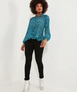 Tie-Neck Animal Print Blouse