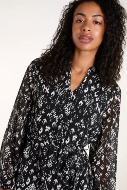 Tie Neck Belted Waist Smock Mini Dress