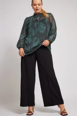 Tie Neck Mesh Blouse