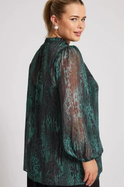 Tie Neck Mesh Blouse