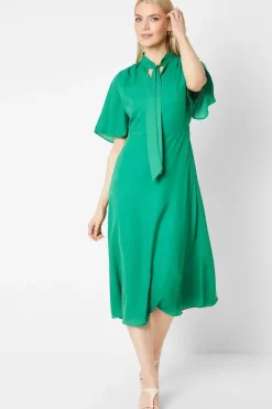 Tie Neck Midi Dress
