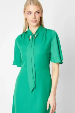 Tie Neck Midi Dress