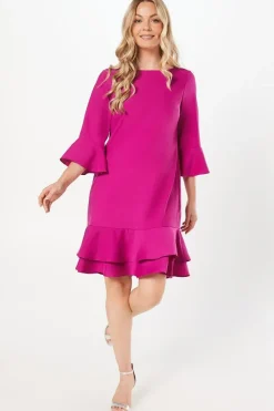 Tier Detail Crepe Shift Dress