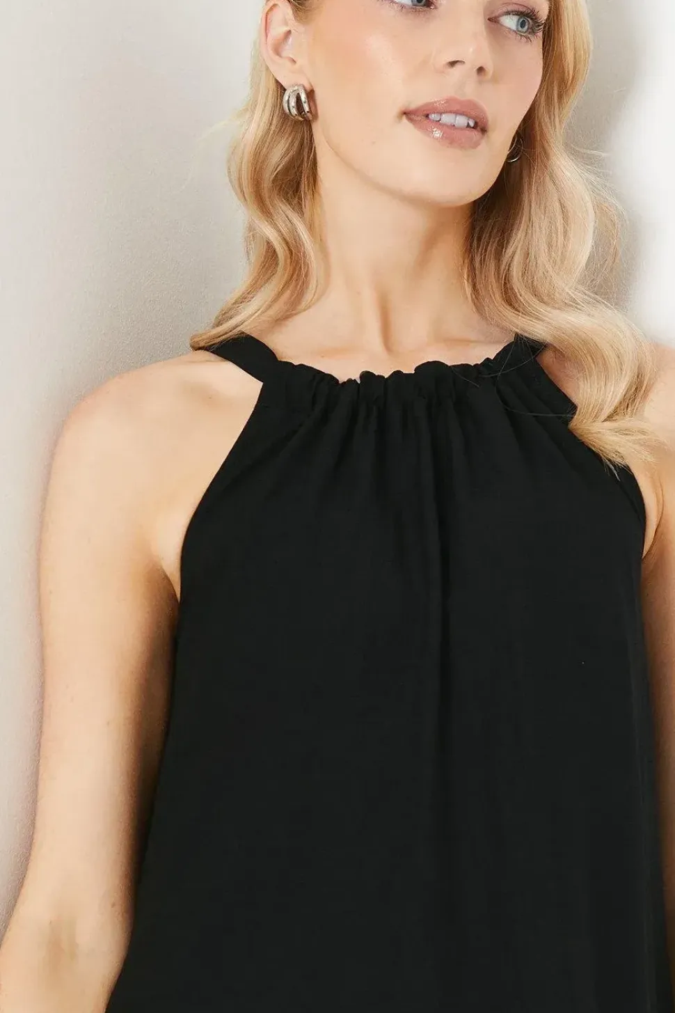 Tiered Halterneck Midi Dress