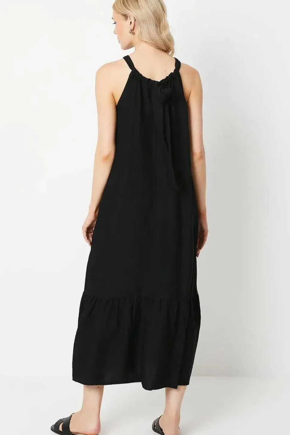 Tiered Halterneck Midi Dress