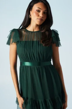 Tiered Skirt Mesh Bridesmaid Dress