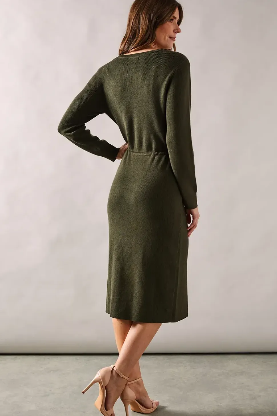 Tie Rib Knitted Midi Dress