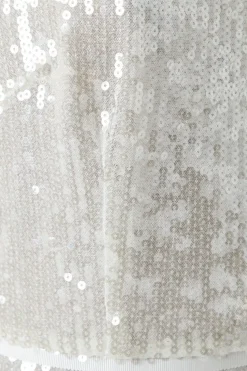 Tie Shoulder Sheer Sequin Column Wedding Dress