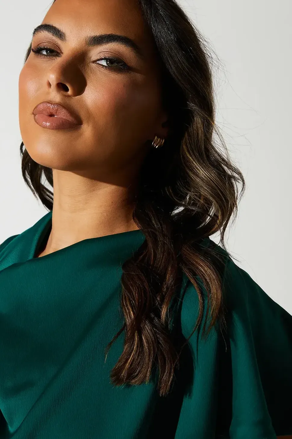 Tie Side Satin Drape Wide Leg Jumpsuit