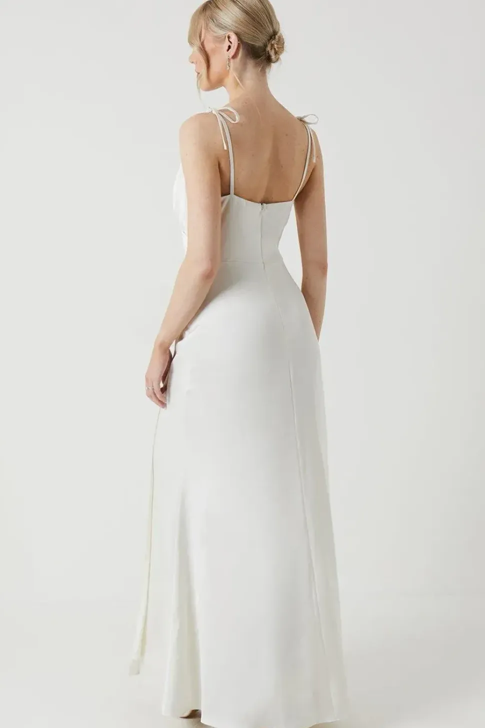 Tie Strap Wrap Fishtail Maxi Wedding Dress