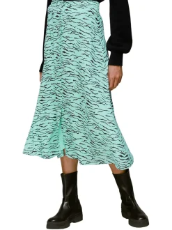 Tiger Print Button Front Skirt-