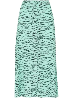 Tiger Print Button Front Skirt-