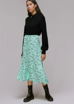 Tiger Print Button Front Skirt-