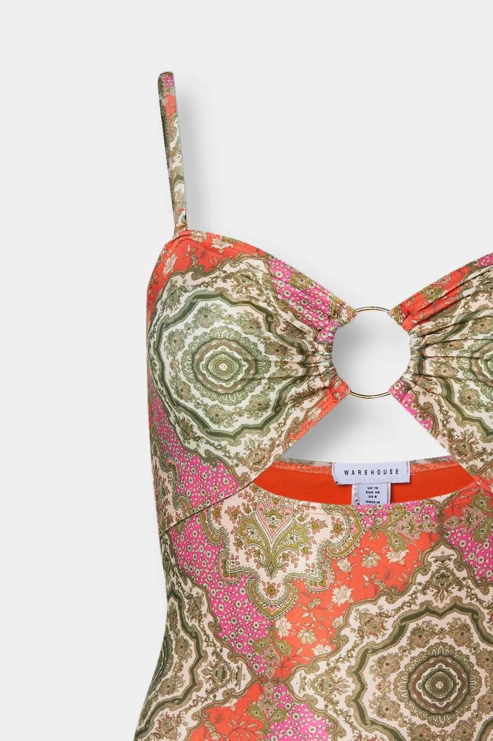 Tile Detachable Strap Ring Cut Out Swimsuit