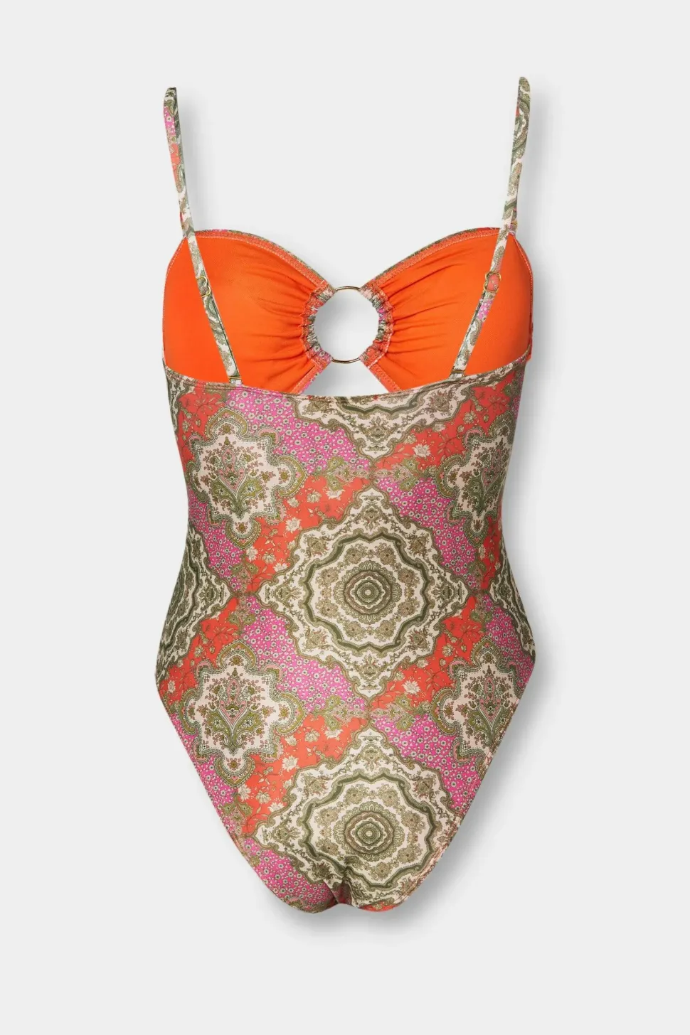 Tile Detachable Strap Ring Cut Out Swimsuit