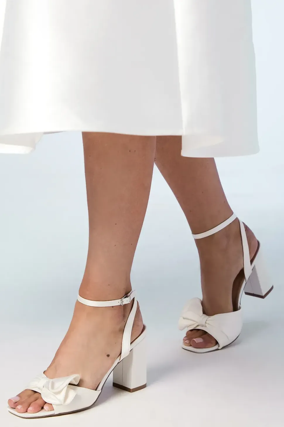 Tina Bridal Satin Soft Ruffle High Block Heel Sandals